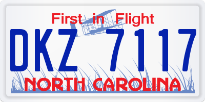 NC license plate DKZ7117