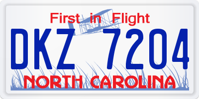 NC license plate DKZ7204