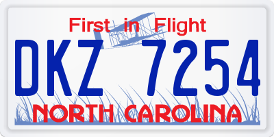 NC license plate DKZ7254