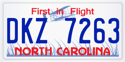 NC license plate DKZ7263