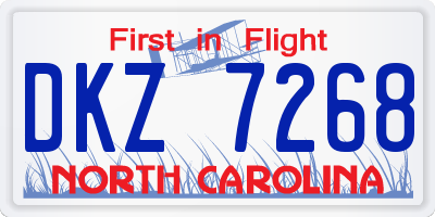 NC license plate DKZ7268