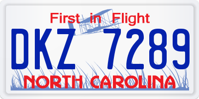 NC license plate DKZ7289