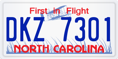 NC license plate DKZ7301