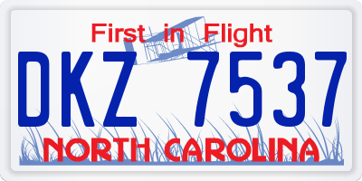 NC license plate DKZ7537