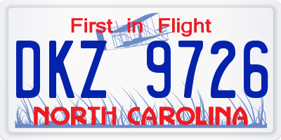 NC license plate DKZ9726