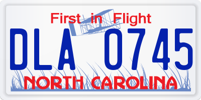NC license plate DLA0745