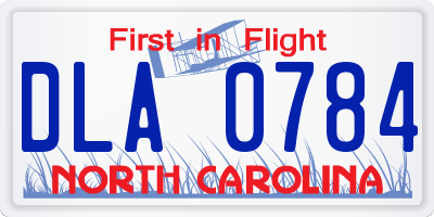 NC license plate DLA0784