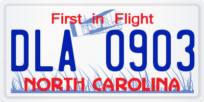 NC license plate DLA0903