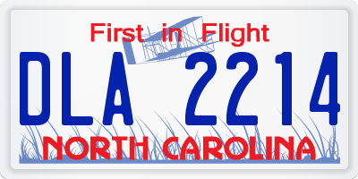 NC license plate DLA2214