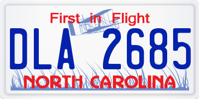 NC license plate DLA2685