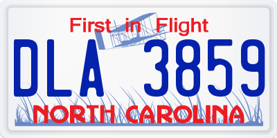 NC license plate DLA3859