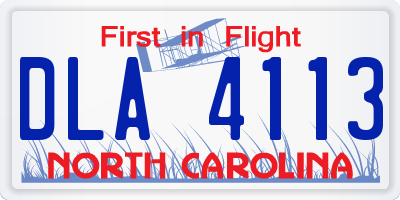 NC license plate DLA4113