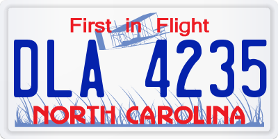 NC license plate DLA4235
