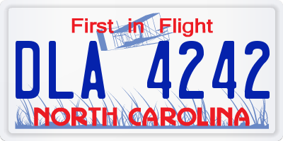 NC license plate DLA4242