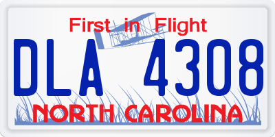 NC license plate DLA4308