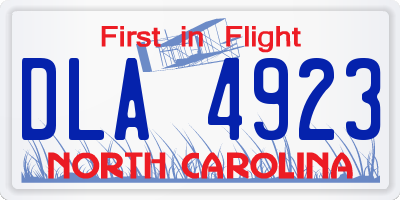 NC license plate DLA4923