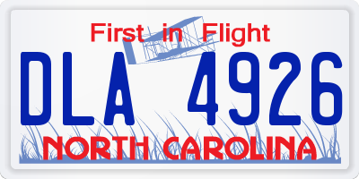 NC license plate DLA4926