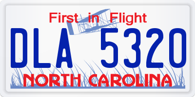 NC license plate DLA5320