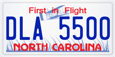 NC license plate DLA5500