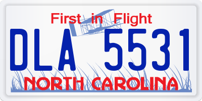 NC license plate DLA5531