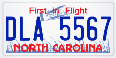 NC license plate DLA5567