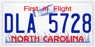 NC license plate DLA5728