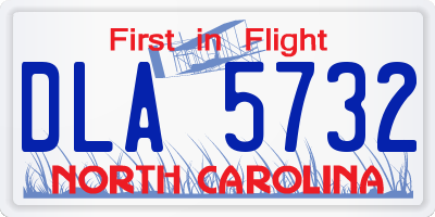 NC license plate DLA5732