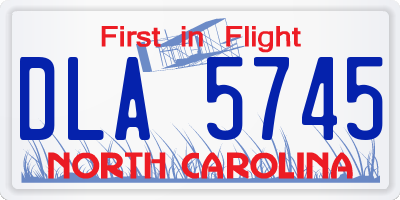 NC license plate DLA5745