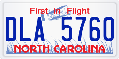 NC license plate DLA5760