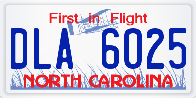 NC license plate DLA6025