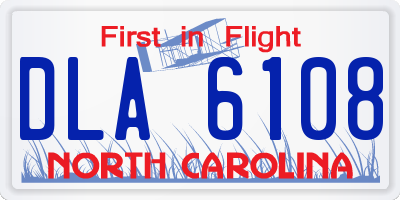 NC license plate DLA6108