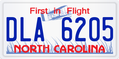 NC license plate DLA6205