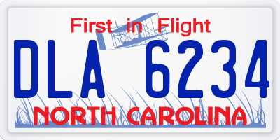 NC license plate DLA6234
