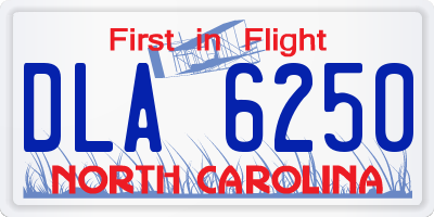 NC license plate DLA6250