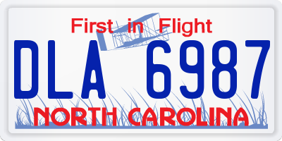 NC license plate DLA6987