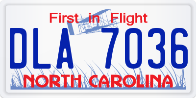 NC license plate DLA7036