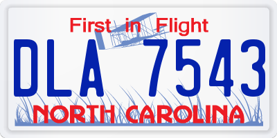 NC license plate DLA7543