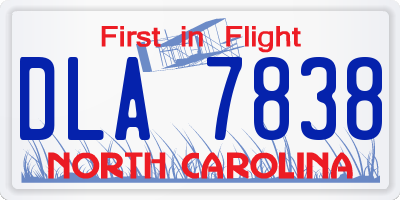 NC license plate DLA7838