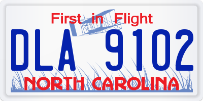 NC license plate DLA9102