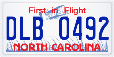 NC license plate DLB0492