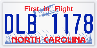NC license plate DLB1178