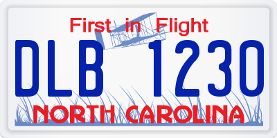 NC license plate DLB1230