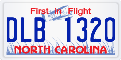 NC license plate DLB1320