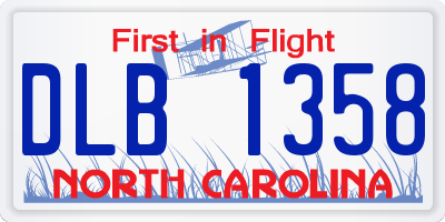 NC license plate DLB1358