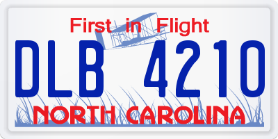 NC license plate DLB4210