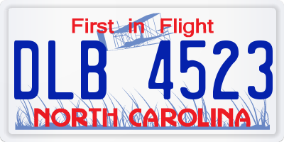 NC license plate DLB4523