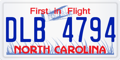 NC license plate DLB4794
