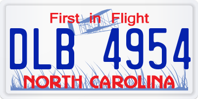 NC license plate DLB4954