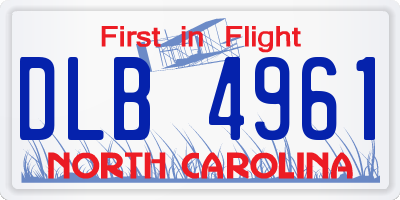 NC license plate DLB4961