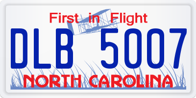 NC license plate DLB5007